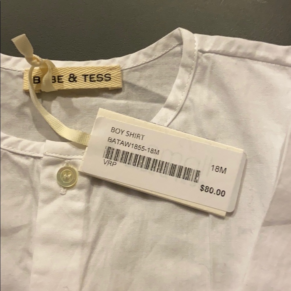 Clearance - Babe & Tess Simple White Button Down - Picture 7 of 7